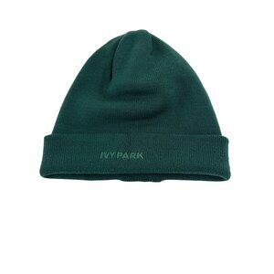 Adidas x Ivy Park Knitted Beanie Dark Green Logos Stretchy Cuffed OSFM Casual
